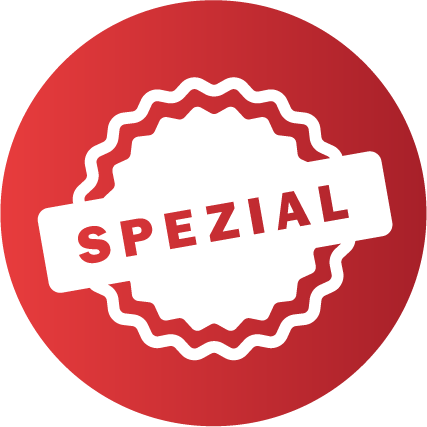 Icon „Spezial“ (rot) Rundes Siegel‑ oder Stempel‑Symbol mit dem Schriftzug „Spezial“ in der Mitte.