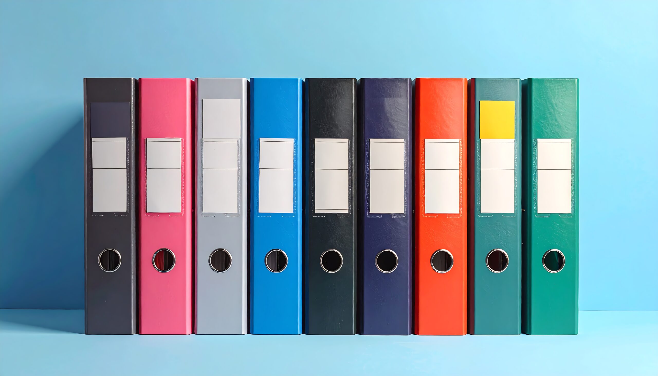 Viele bunte schmale Ordner
